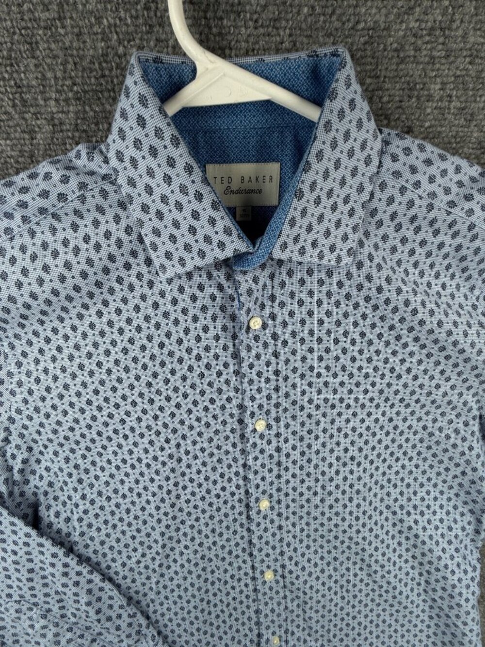 Ted Baker Endurance Button Up Shirt Adult Men Floral Fern Print Blue 15 32/33